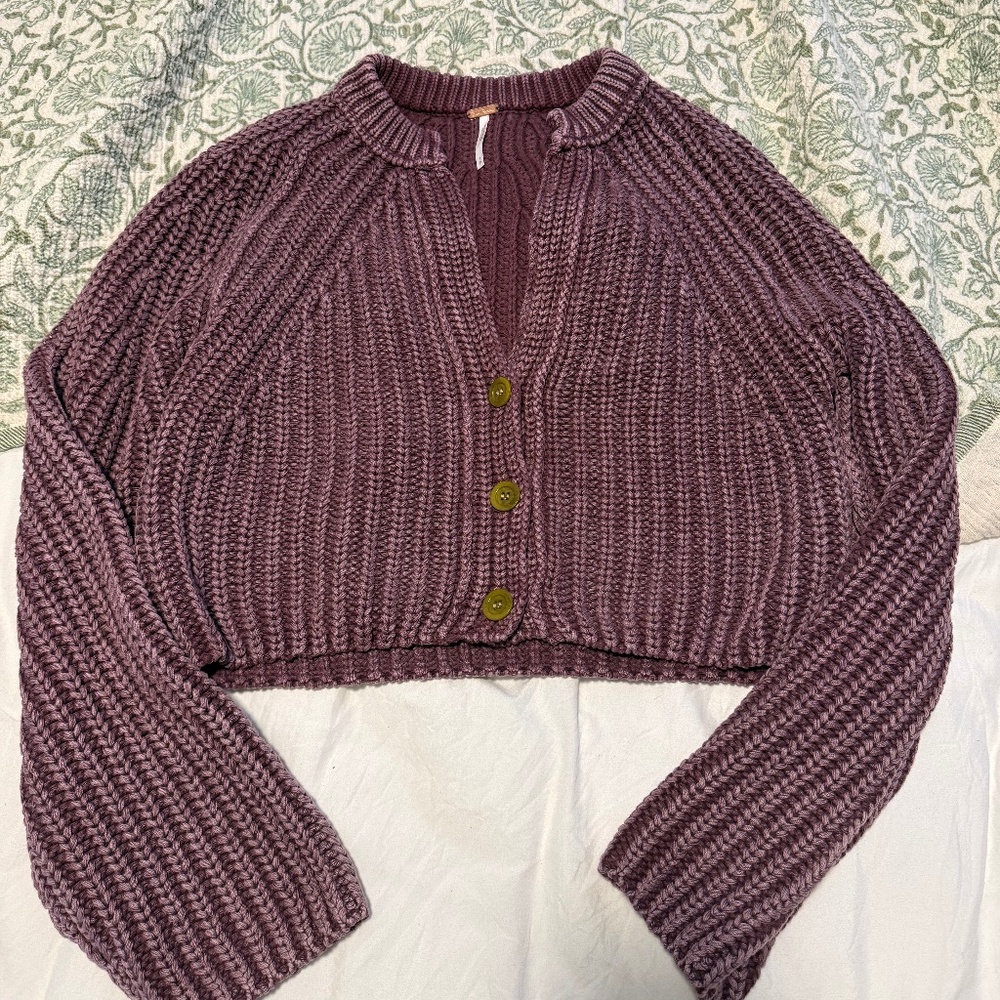 Purple sweet nothing free people cardigan